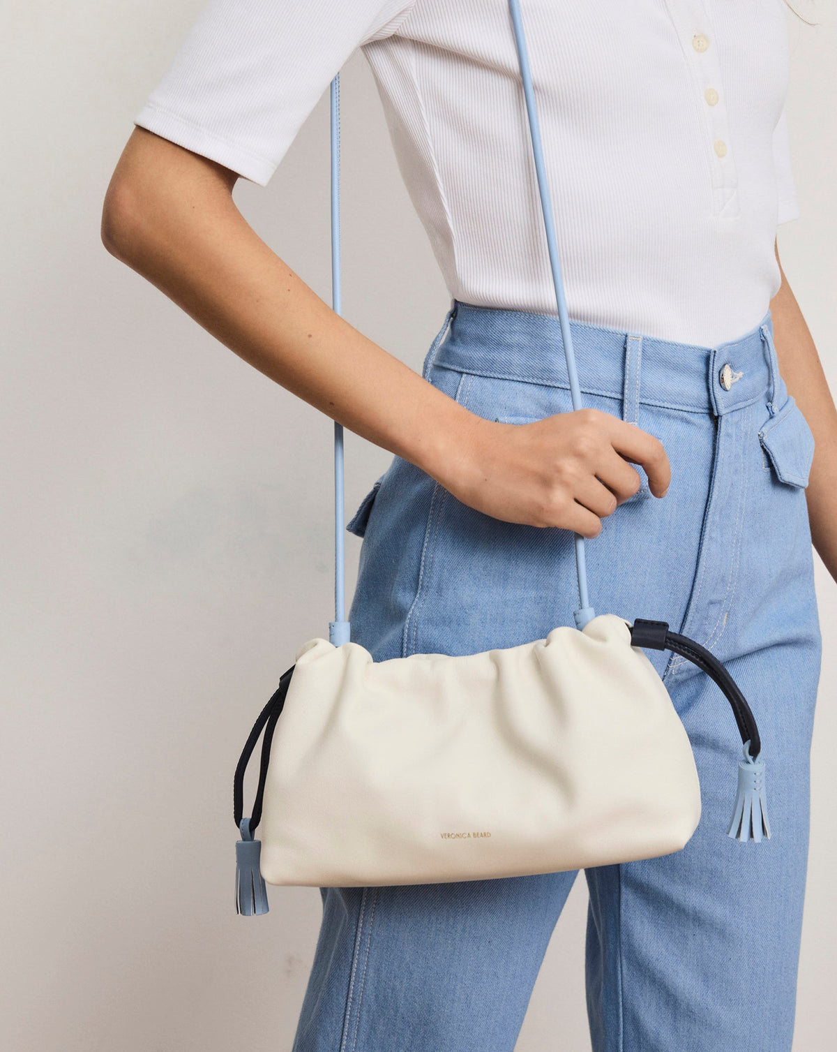 Veronica Beard | Small Veronica Beard Stash Bag in Off White & Blue Off-White Multi