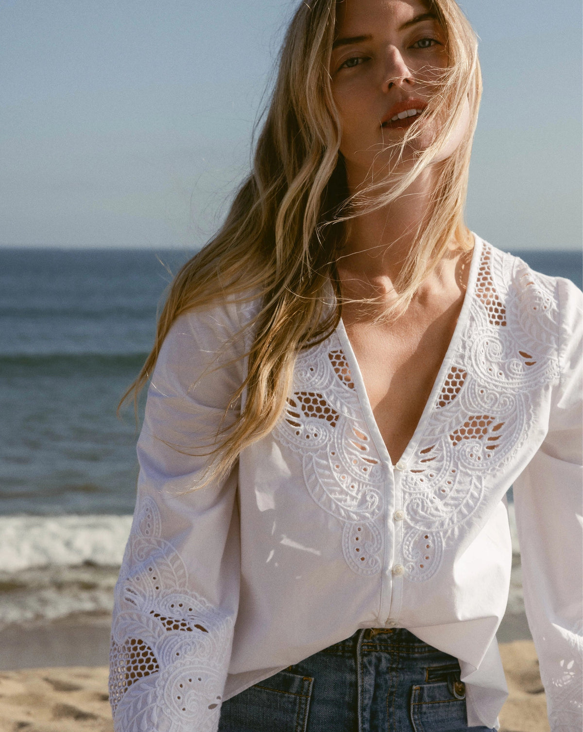 Veronica Beard | Suniva Embroidered Shirt in White White