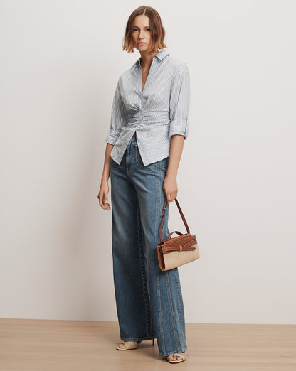 Veronica Beard | Devra Button-Down Shirt in Pale Blue River/White Pale Blue River/White