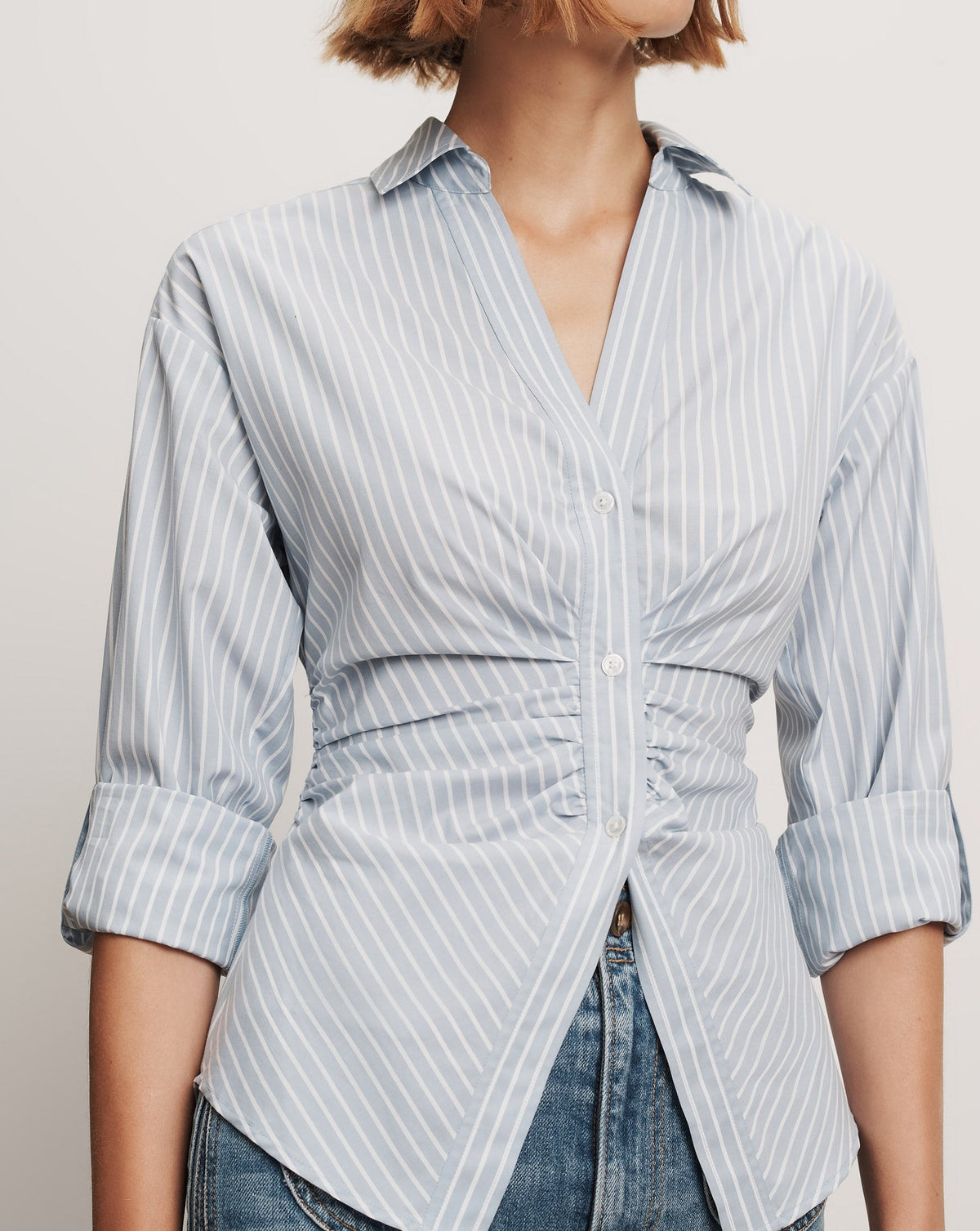 Veronica Beard | Devra Button-Down Shirt in Pale Blue River/White Pale Blue River/White