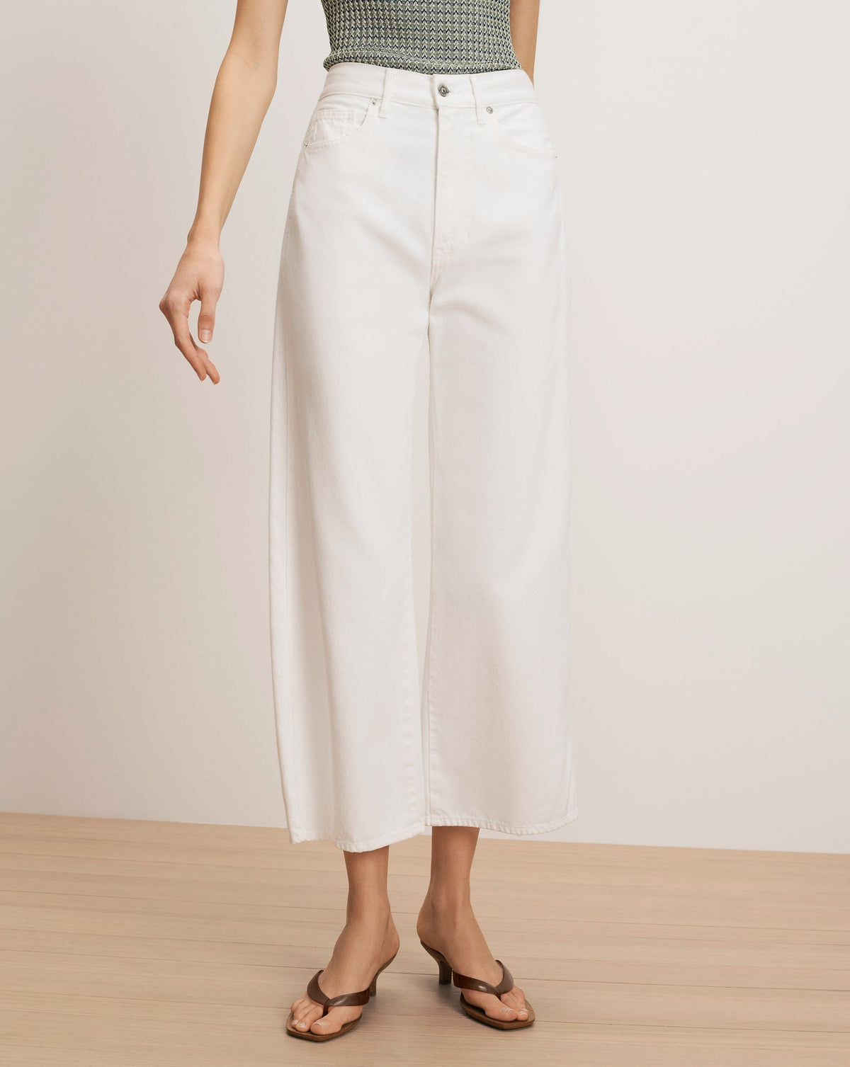 Veronica Beard | Taylor Cropped Wide-Leg Jean in White White
