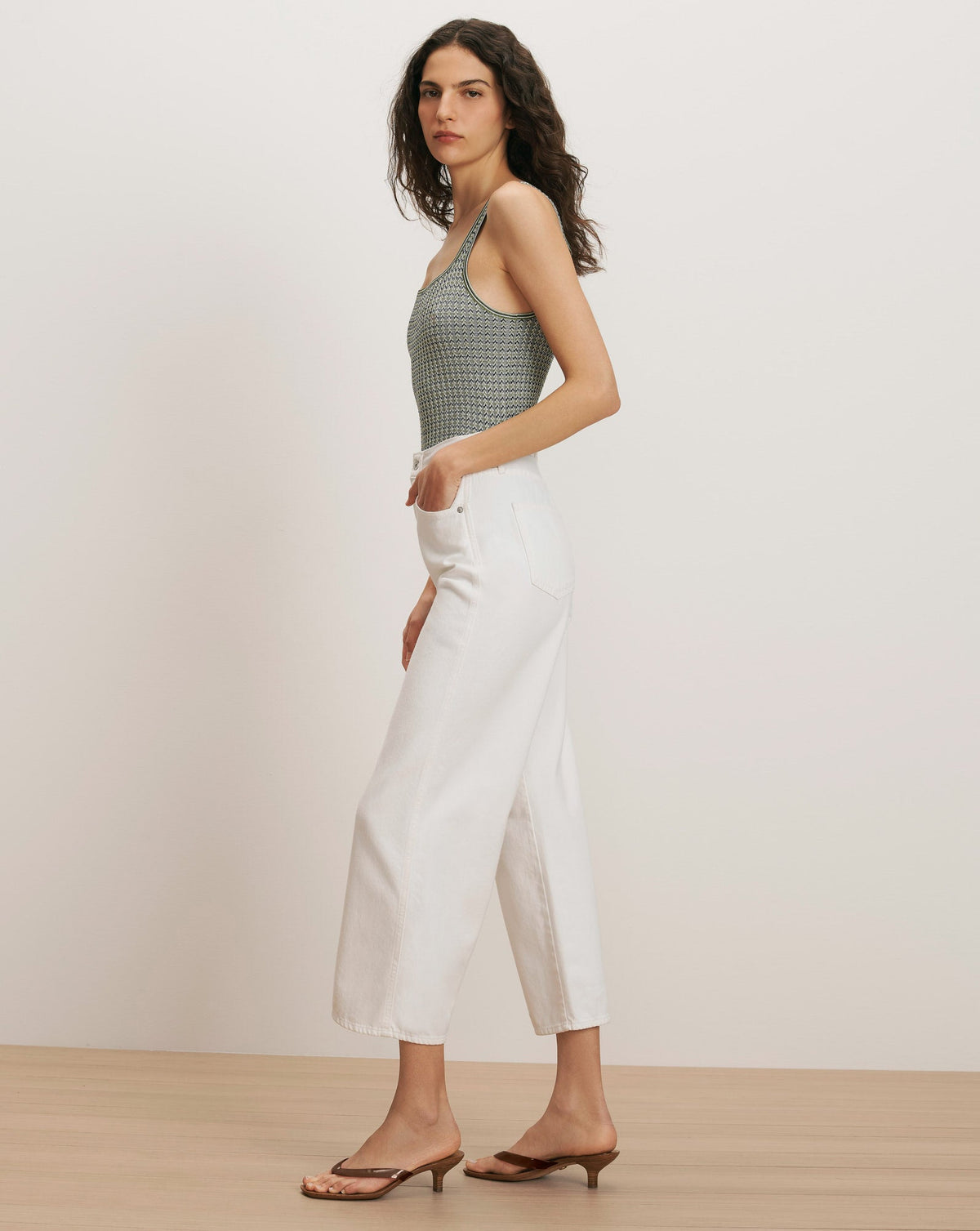Veronica Beard | Taylor Cropped Wide-Leg Jean in White White