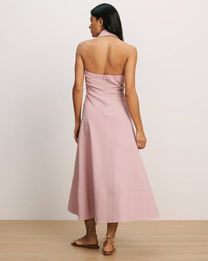 Veronica Beard | Mackey Seersucker Halter Midi Dress in Light Purple Pale Orchid Haze