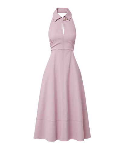 Veronica Beard | Mackey Seersucker Halter Midi Dress in Light Purple Pale Orchid Haze