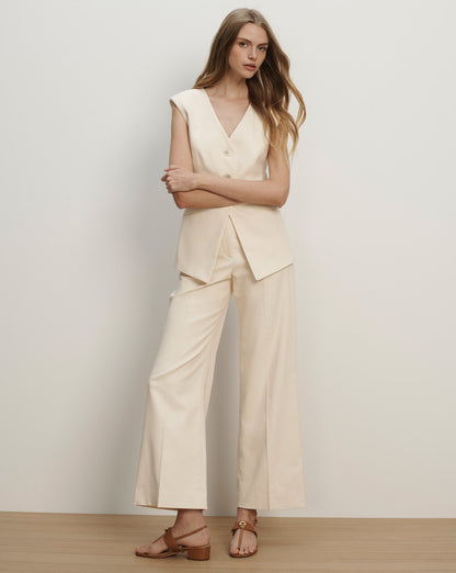 Veronica Beard | Cassidee Wide-Leg Pant in Ecru Ecru