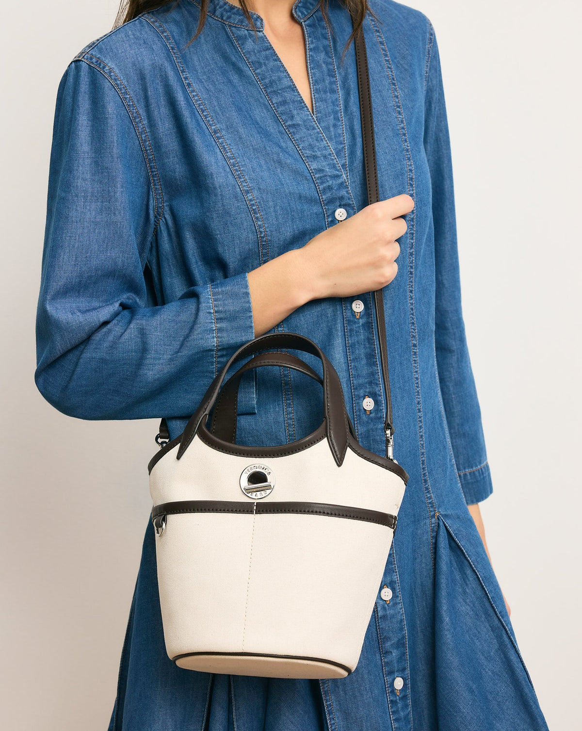 Veronica Beard | Canvas Anchor Top-Handle Bag in Espresso & Ecru Espresso/Ecru