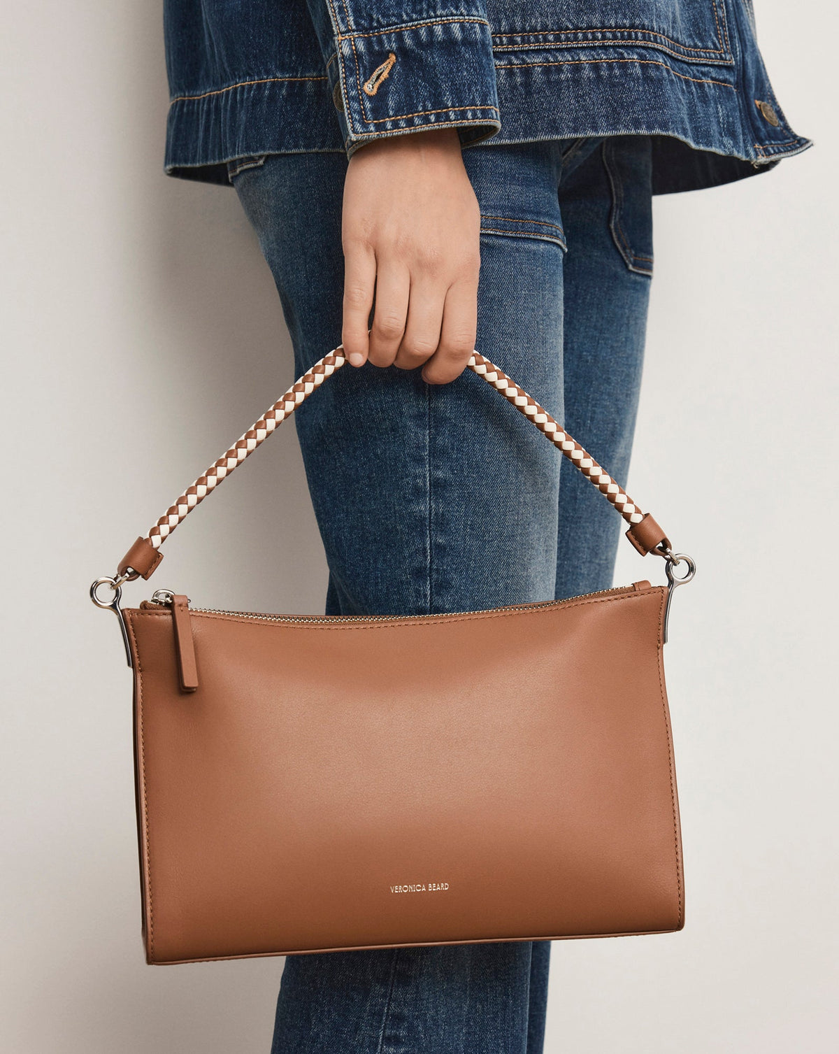 Veronica Beard | Small Vida Shoulder Bag in Tan Hazelwood Hazelwood