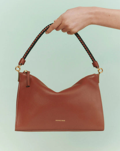 Veronica Beard | Small Vida Shoulder Bag in Tan Hazelwood Hazelwood
