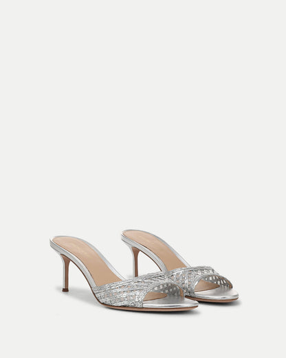 Veronica Beard | Tia Raffia Sandal in Silver Silver