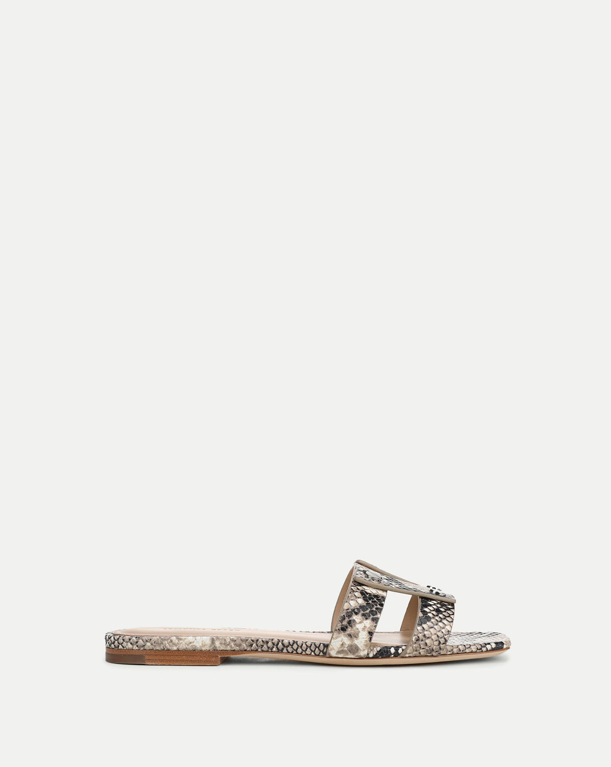 Veronica Beard | Via Slide Sandal in Snakeskin Ecru Multi Ecru Multi
