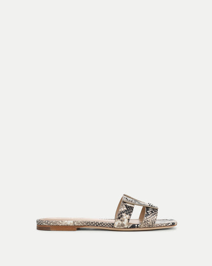 Veronica Beard | Via Slide Sandal in Snakeskin Ecru Multi Ecru Multi