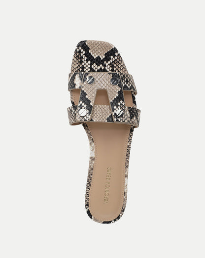 Veronica Beard | Via Slide Sandal in Snakeskin Ecru Multi Ecru Multi