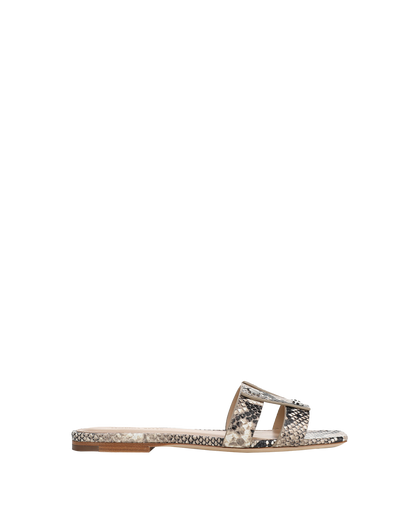 Veronica Beard | Via Slide Sandal in Snakeskin Ecru Multi Ecru Multi
