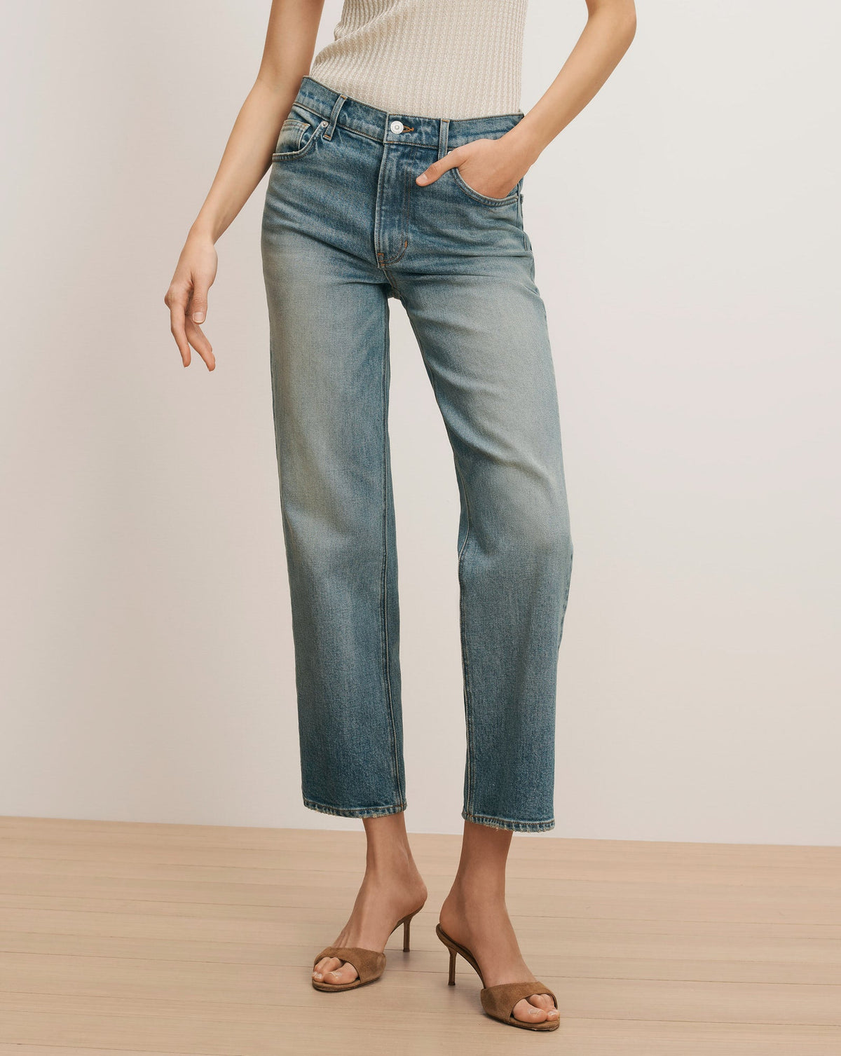 Veronica Beard | Leah Straight-Leg Jean in Light Wash Denim Jaw Drop Jaw Drop