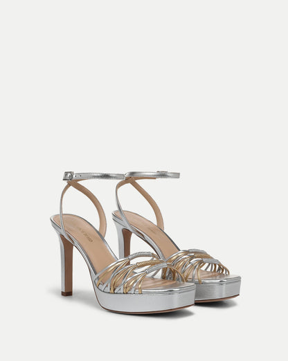 Veronica Beard | Beverlee Platform Sandal in Silver/Pale Gold Silver/Pale Gold